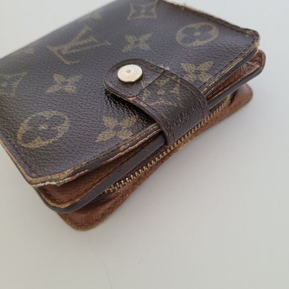 LOUIS VUITTON LV Bifold Zippy Compact Wallet Brown Medium Purse Monogram Vintage - Picture 11 of 12